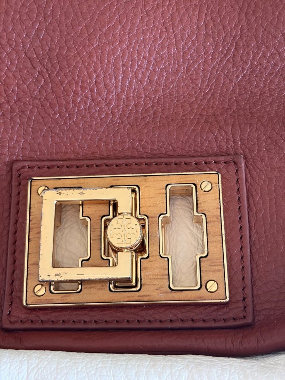 Vintage Tory Burch Leather Convertible Shoulder Chain Link Crossbody Handbag - Picture 7 of 14